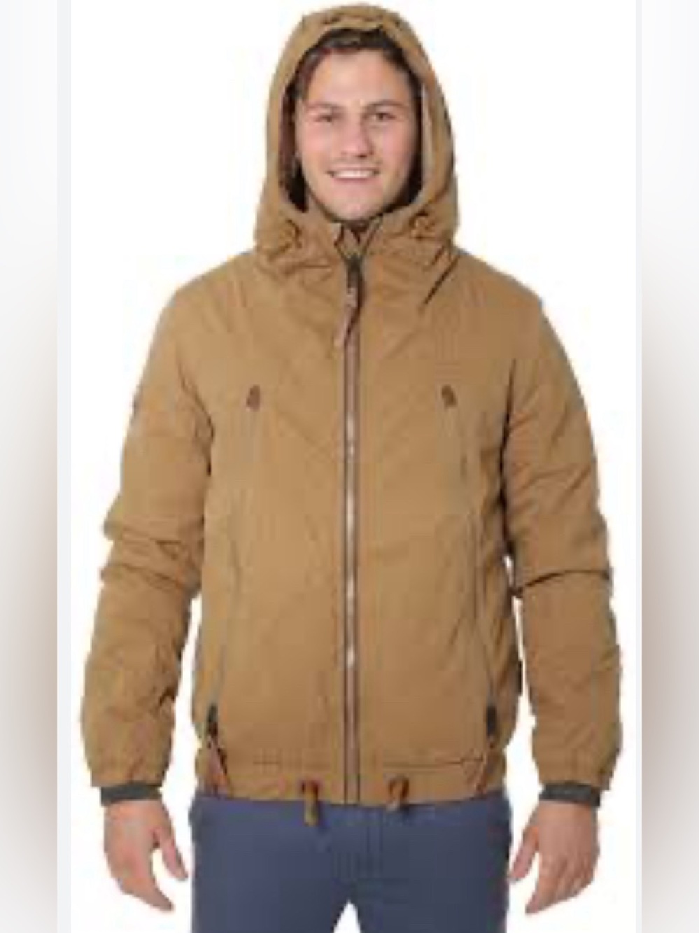 Naketano Men's Hooded Puffer Jacket in Camel Brown Sz M- EUC